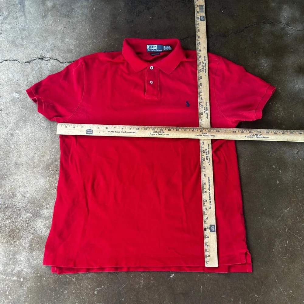 Polo Ralph Lauren Polo Shirt Mens XL Red Excellent Slim Fit Short Sleeve Pique